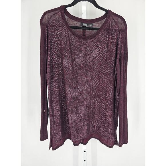 ANA A New Approach Womens Sz XL Long Sleeve Shirt Snakeskin Print Maroon - Picture 1 of 4